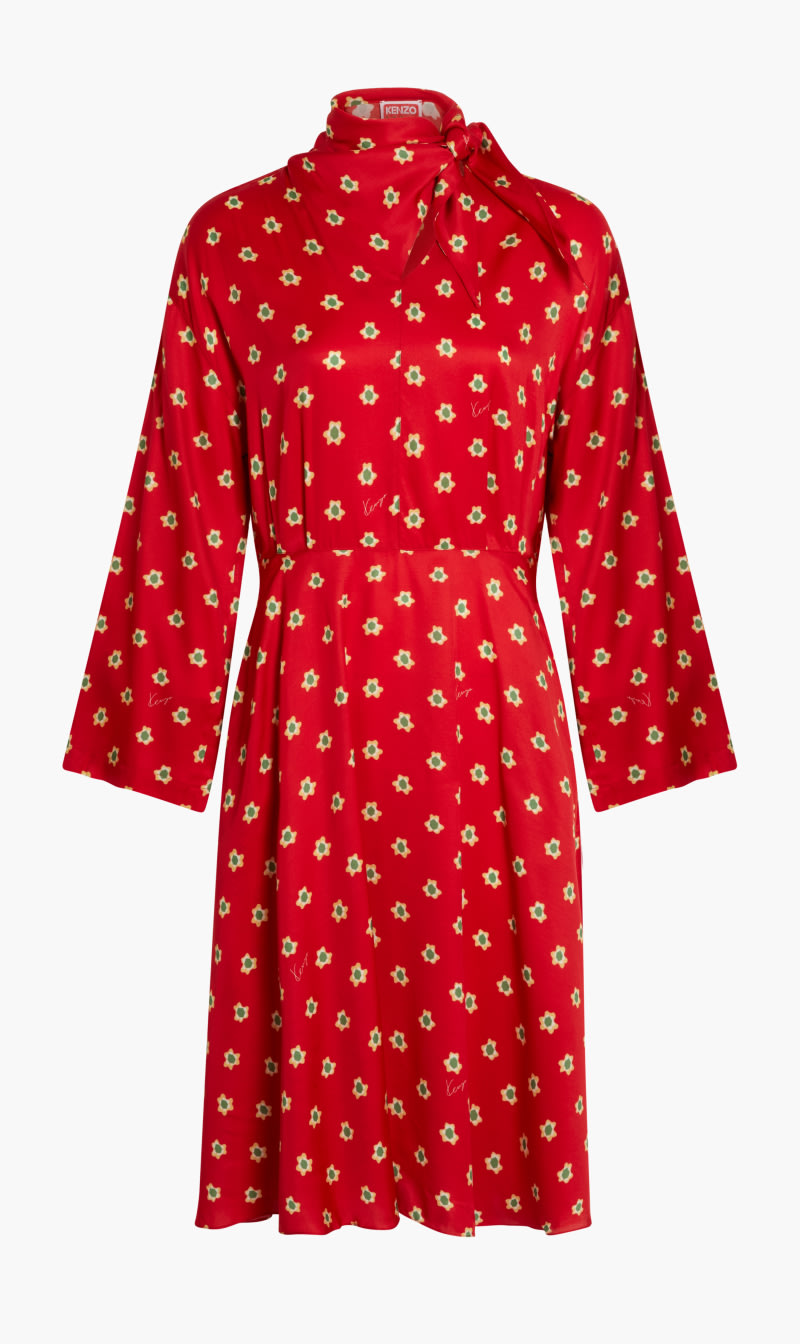 

Kenzo Red Scarf Neckline Dress - Flowers for Women | The Deal Outlet