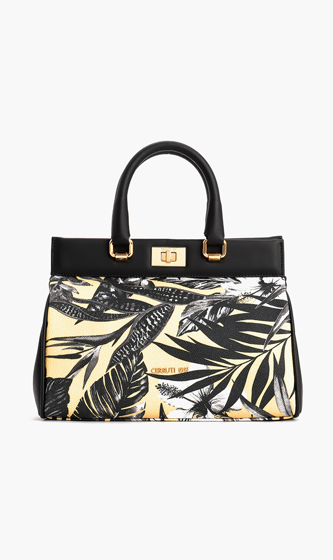 

Cerruti Hibiscus Printed Leather Tote Bag