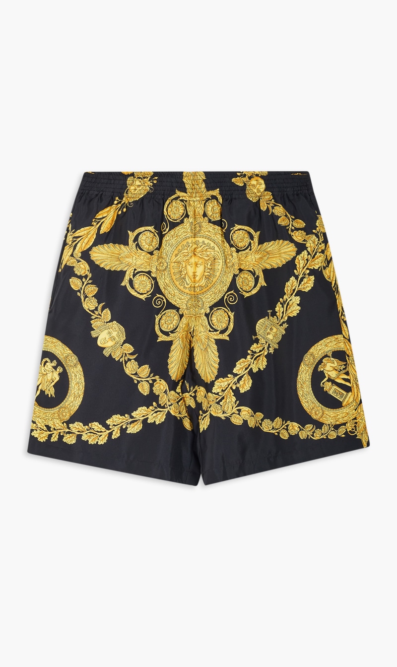 

Versace Black Shorts Heritage-print Silk Twill Fabric for Men | The Deal Outlet