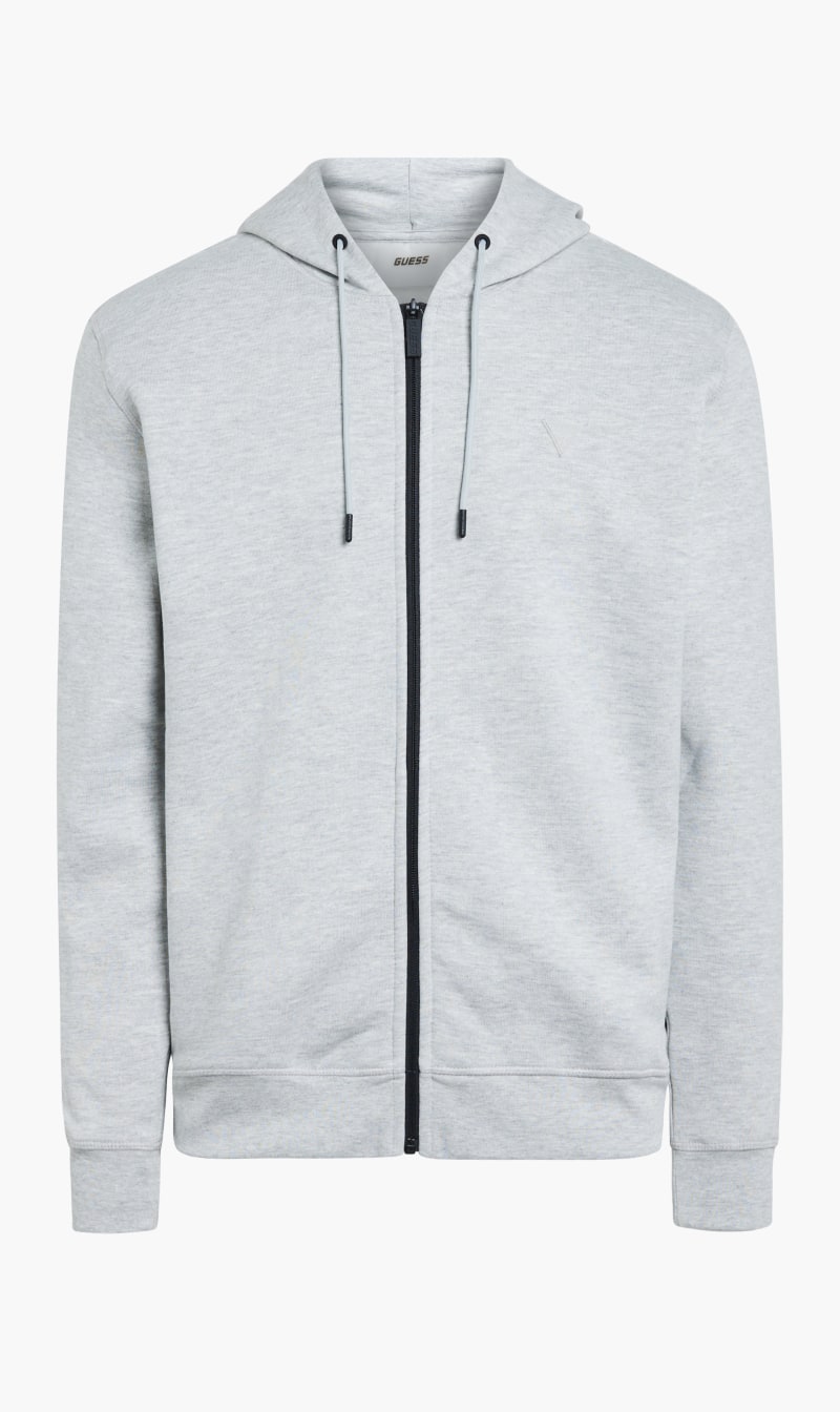 

Guess Grey Aldwin Zip Hooded Recycle Sweater for Men | The Deal Outlet