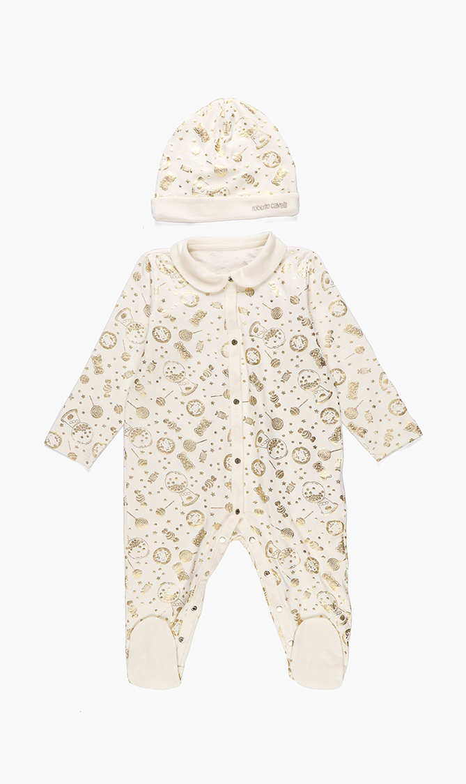 

Foil Candy Print Babygrow Set, Gold