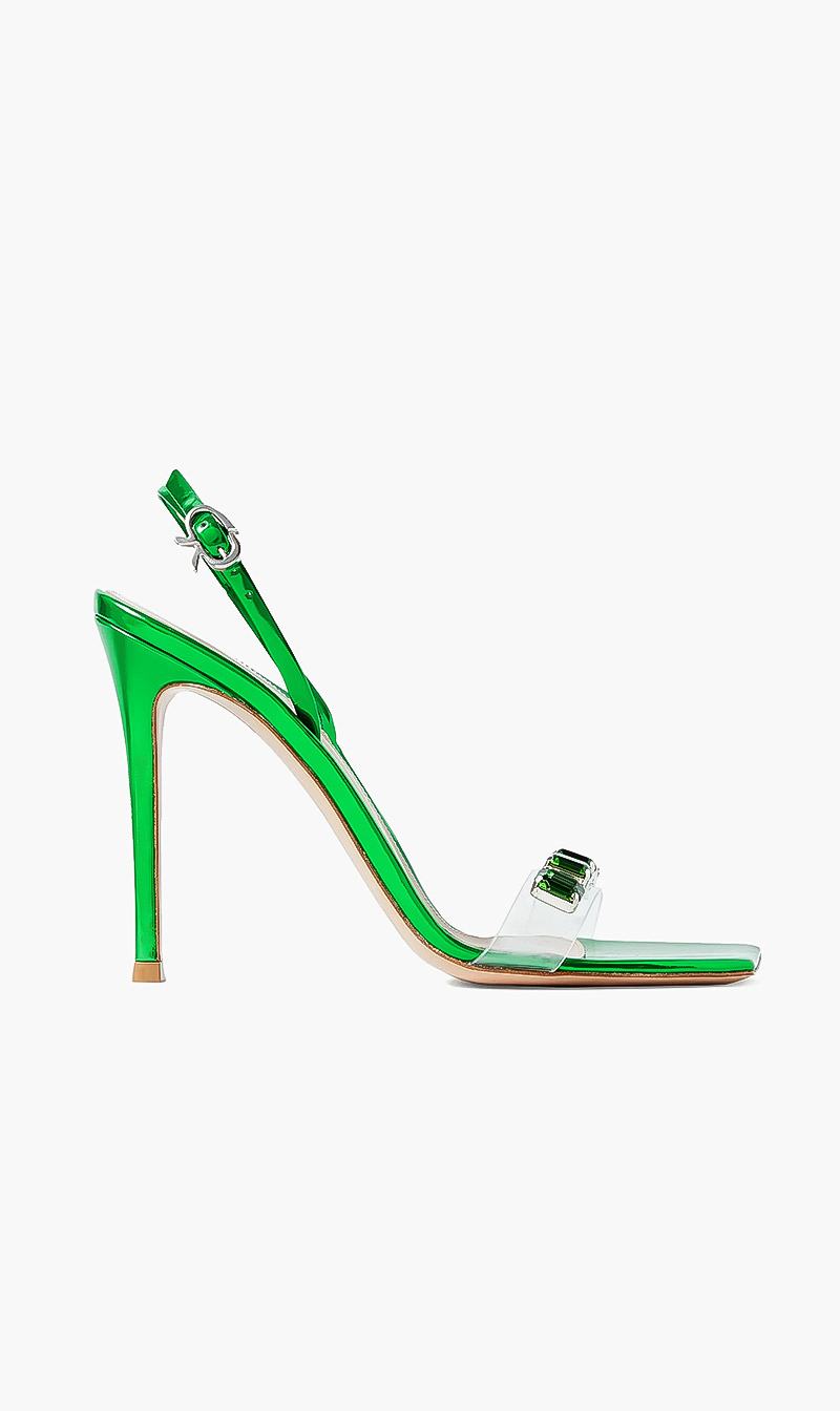 

Gianvito Rossi Green Ribbon Candy Heels for Women | The Deal Outlet