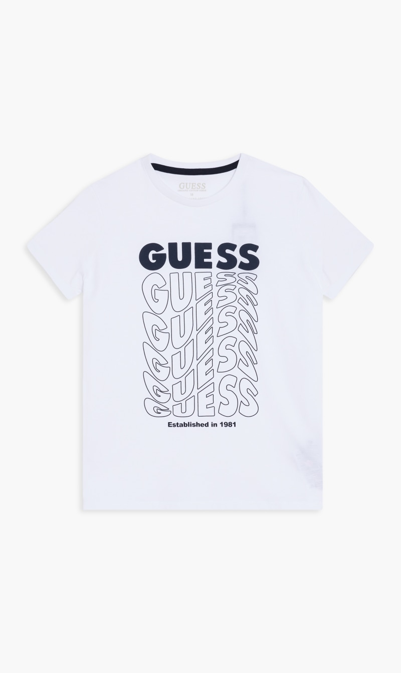 

Guess White Mid Organic Stream Jersey T-shirt for Boys | The Deal Outlet