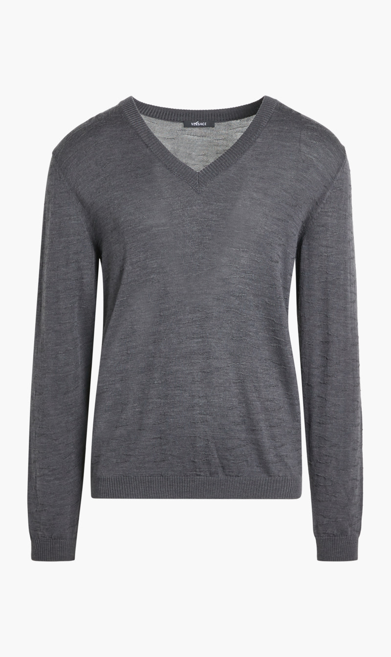 

Versace Grey Stamp Full Sleeve Sweater for Men | The Deal Outlet