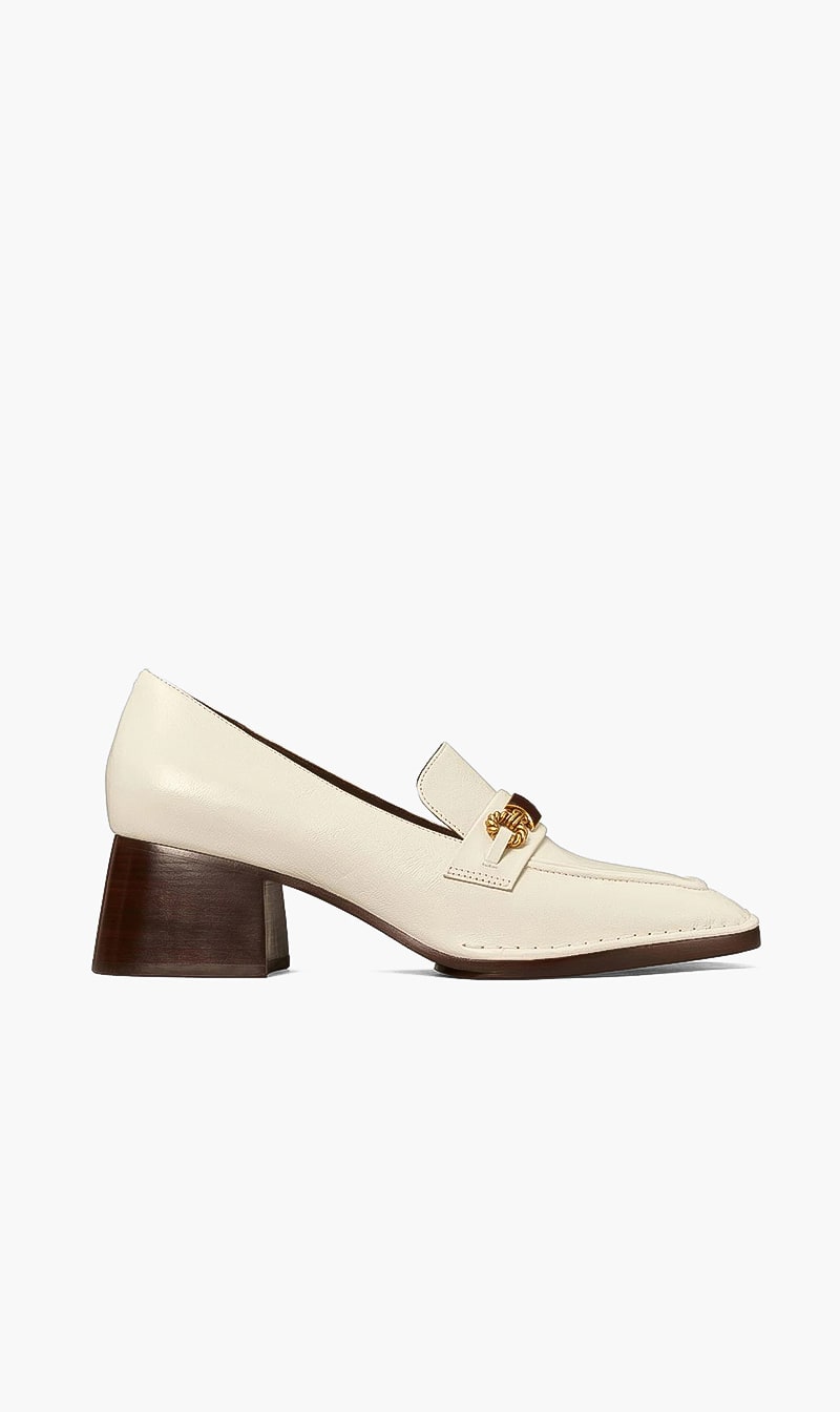 

Tory Burch White Perrine Heel Loafer for Women | The Deal Outlet