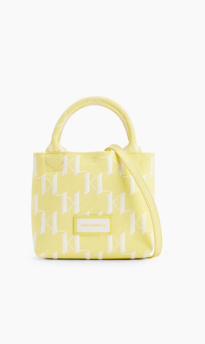 

Karl Lagerfeld Yellow Kmonogram Knit Sm Tote for Women | The Deal Outlet