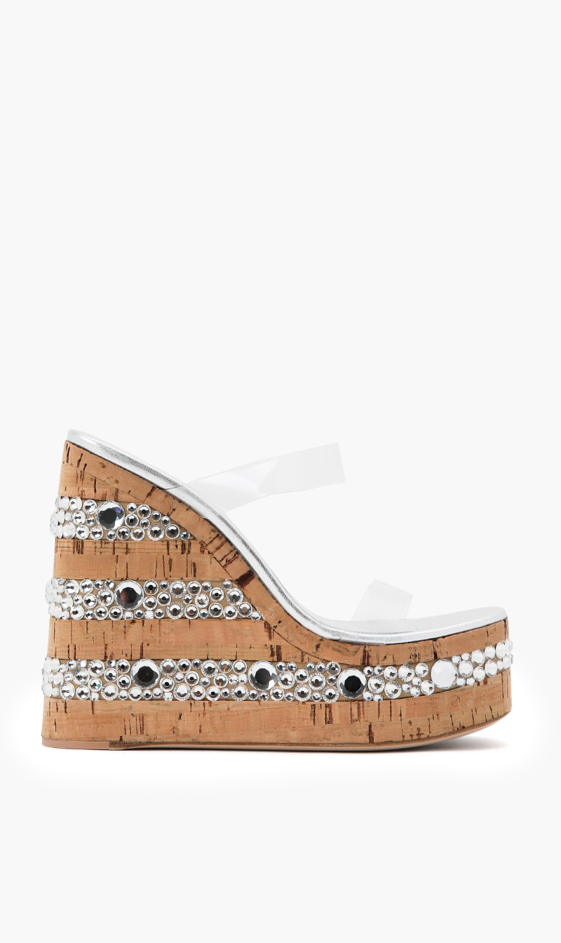 

Crystal Embellished Wedge Sandals, Silver