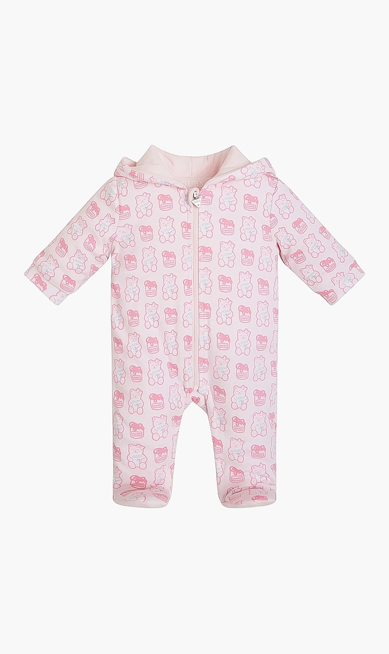 

Navy Bear Logo Padded Babygrow, Pink