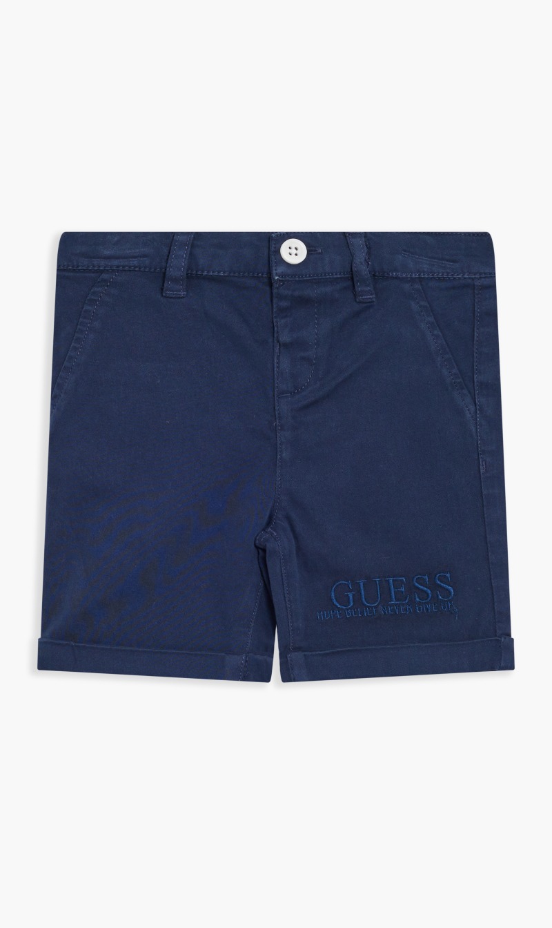 

Guess Blue Organic Stretch Sateen Shorts for Boys | The Deal Outlet