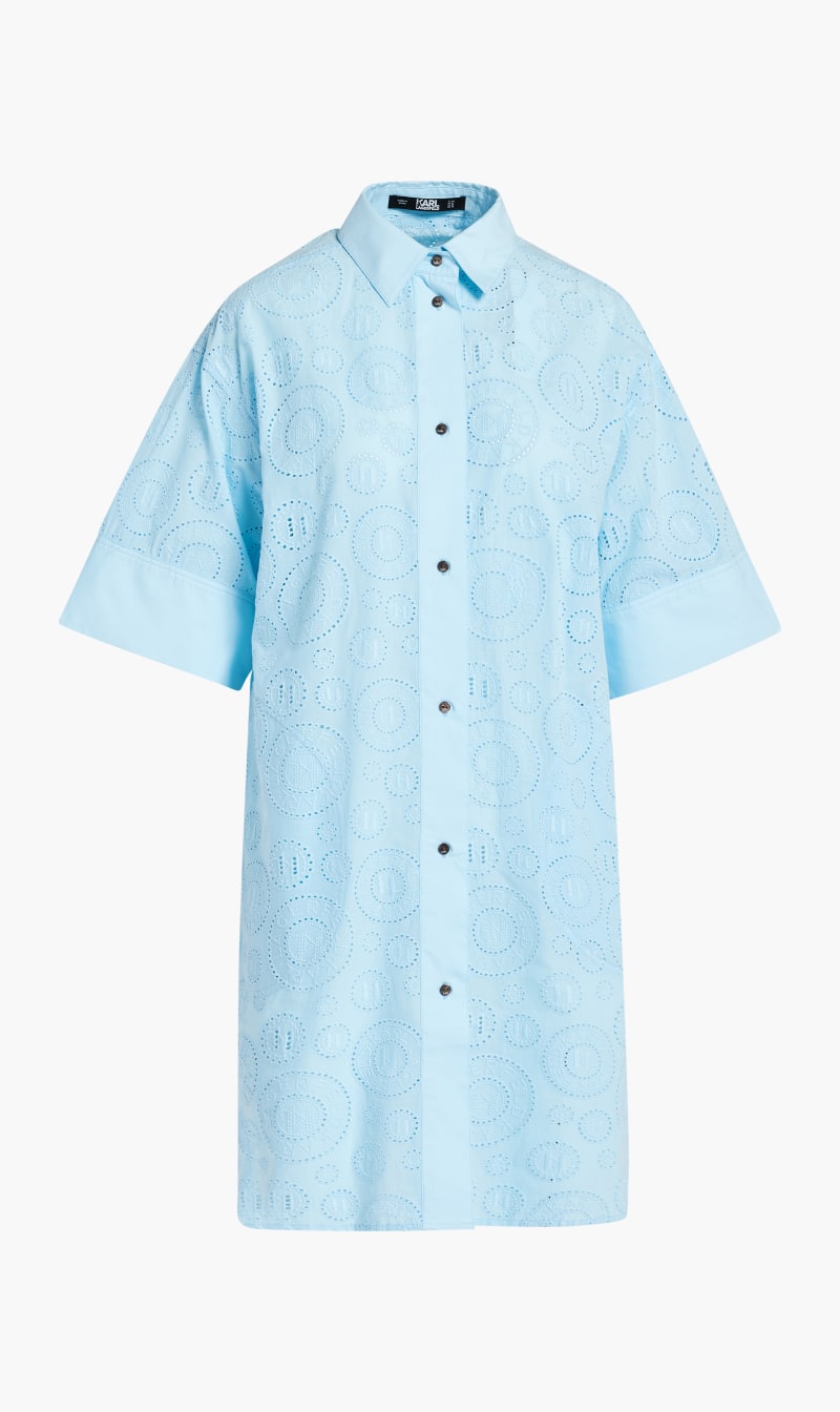 

Karl Lagerfeld Blue Broderie Anglaise Shirtdress for Women | The Deal Outlet