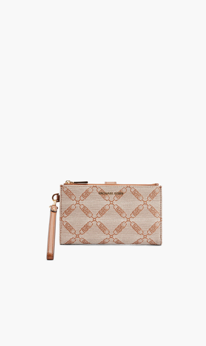 

Michael Kors Beige Jet Set Dblzp Wristlet for Women | The Deal Outlet