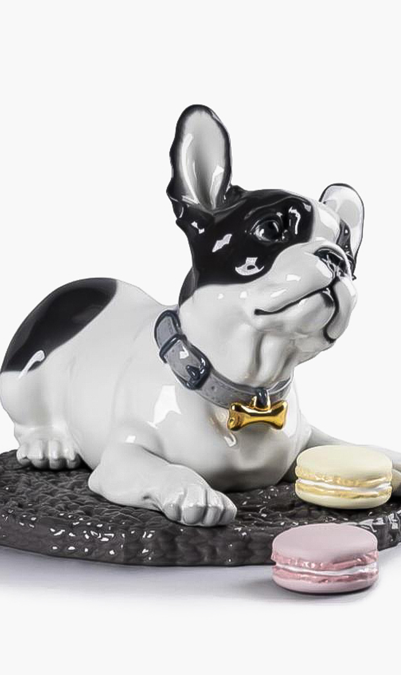 

Lladro French Bulldog With Macarons