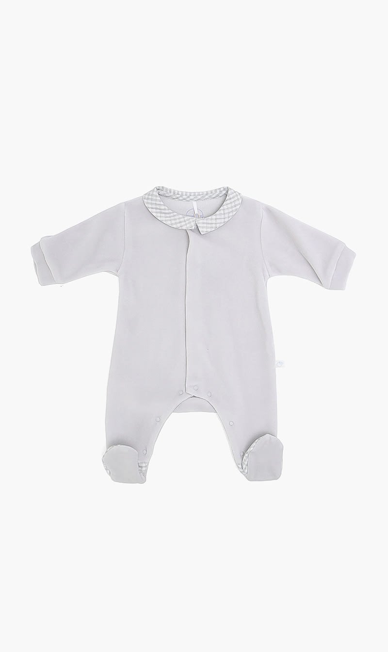 

Laranjinha Grey Collared Neck Onesie | The Deal Outlet