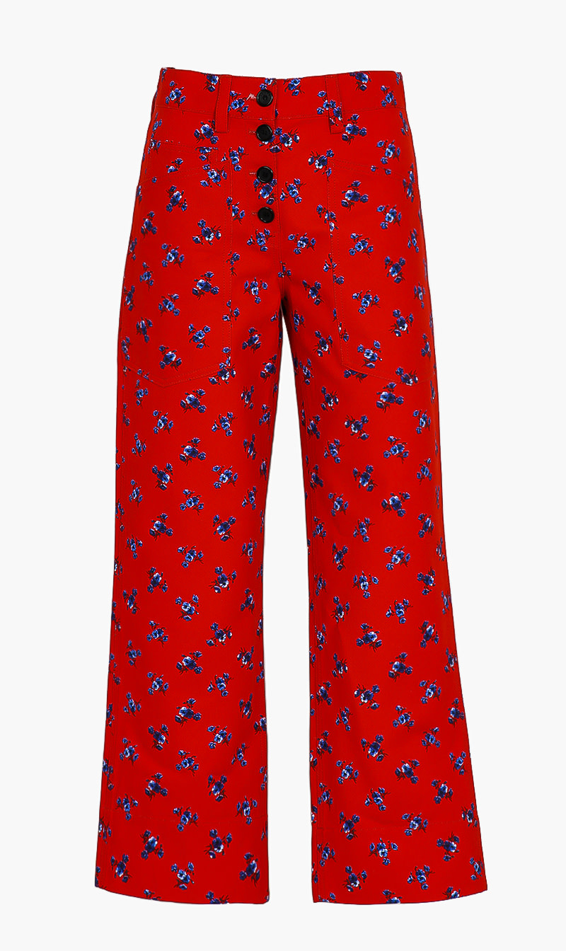 

Floral Printed Pants, Red