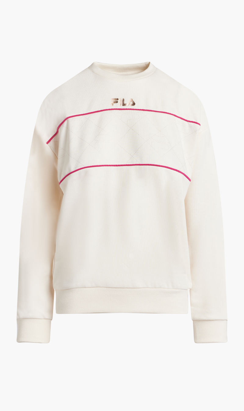 

Crew Neck W Printed Panel And Cnt Piping, Beige