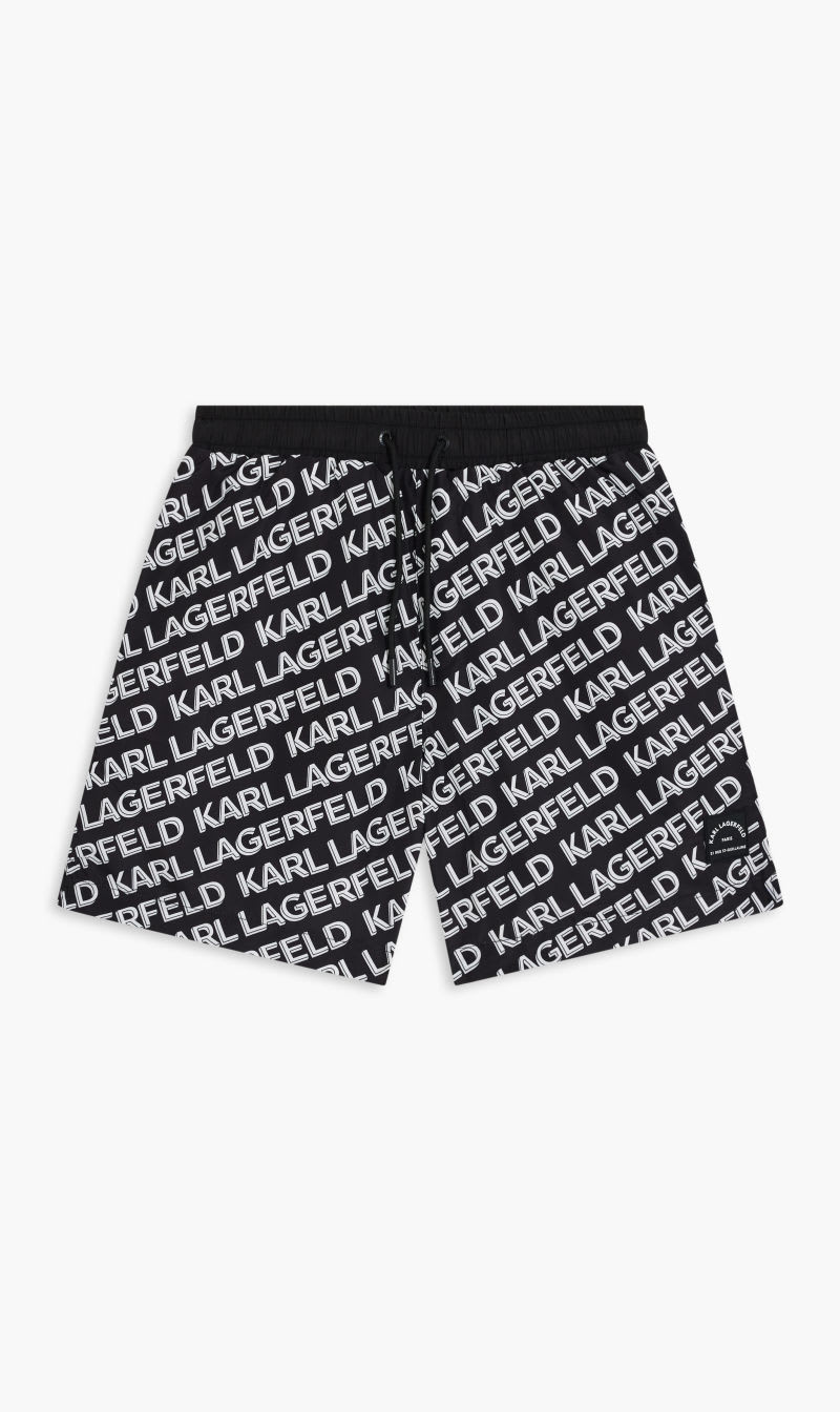 

Karl Lagerfeld Black Diagonal Board Shorts for Men | The Deal Outlet