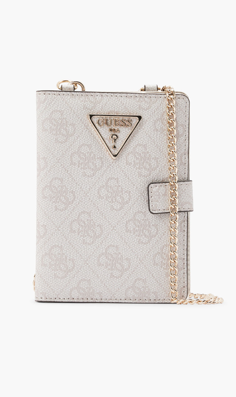 

Guess White Laurel Slg Chain Passport Case for Women | The Deal Outlet