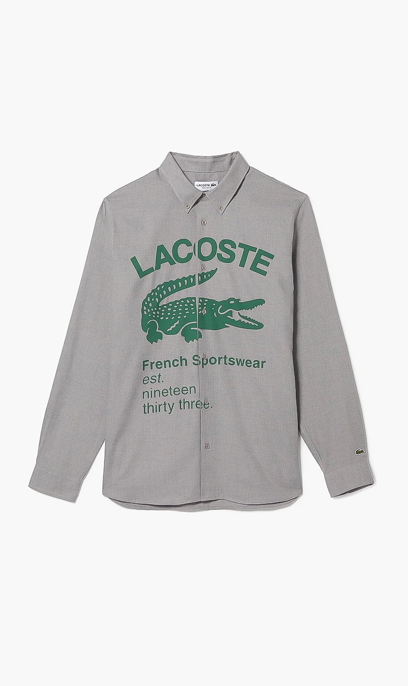 

Lacoste Grey Regular Fit Print Shirt for Men | The Deal Outlet