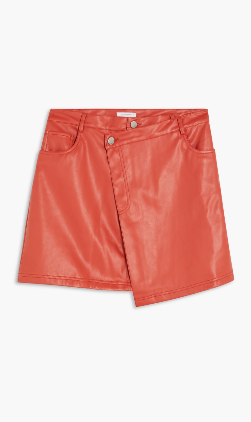 

Cmeo Collective Red Under Control Pu Skirt for Women | The Deal Outlet