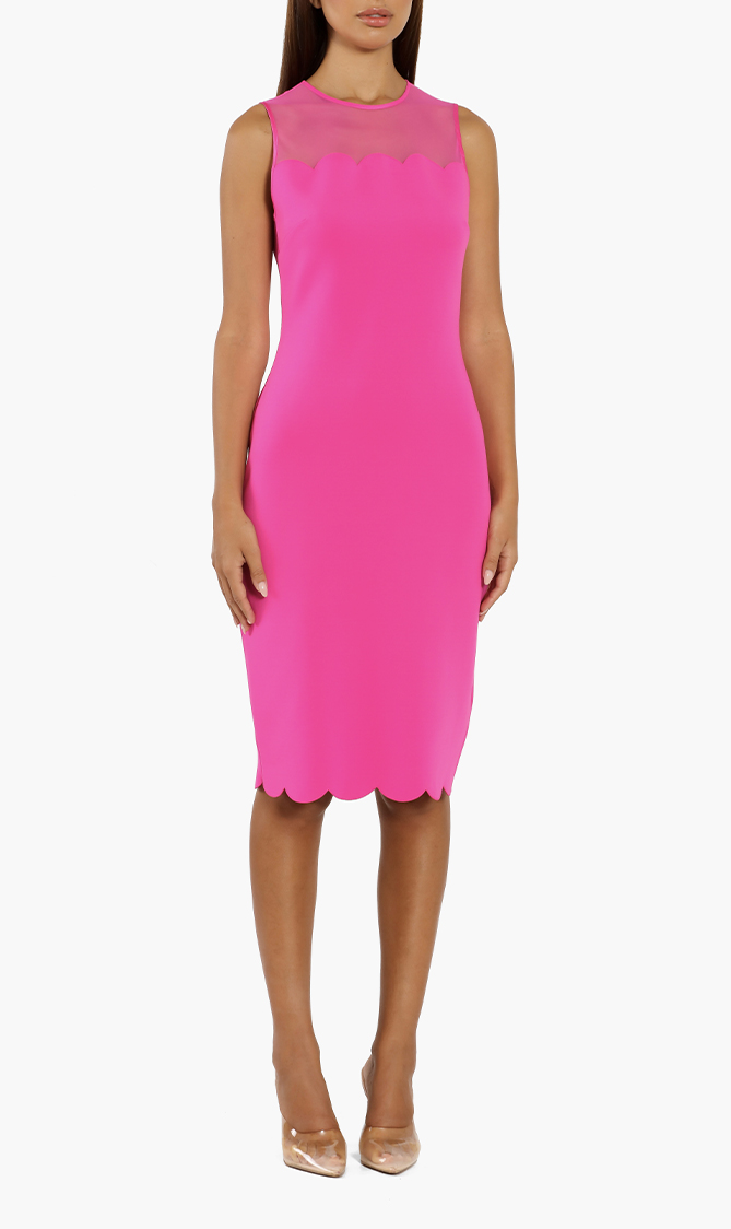 

Ted Baker Clowva Scallop Mesh Overlay Bodycon Dress