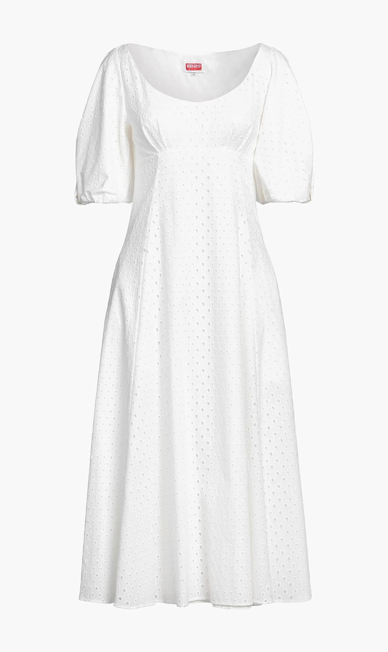 

Kenzo White Eyelet Midi Dress for Women | The Deal Outlet