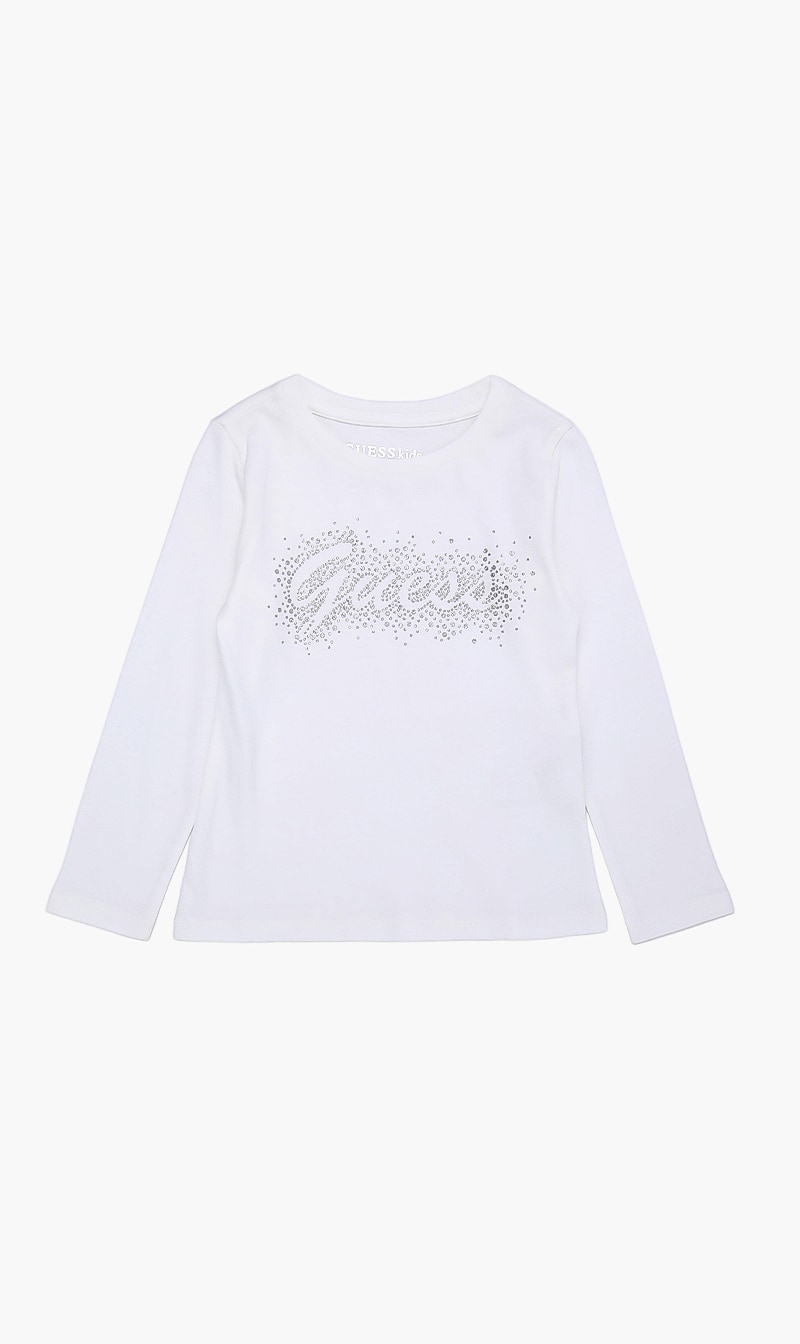 

Guess White Logo Long Sleeve Tshirt for Girls | The Deal Outlet