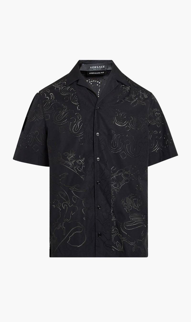 

Versace Black Informal Shirt Lasered Cotton Poly Poplin Fabric for Men | The Deal Outlet