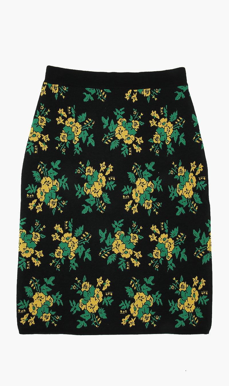 

Kenzo Black Pop Bouquet Jacquard Mid Skirt for Women | The Deal Outlet