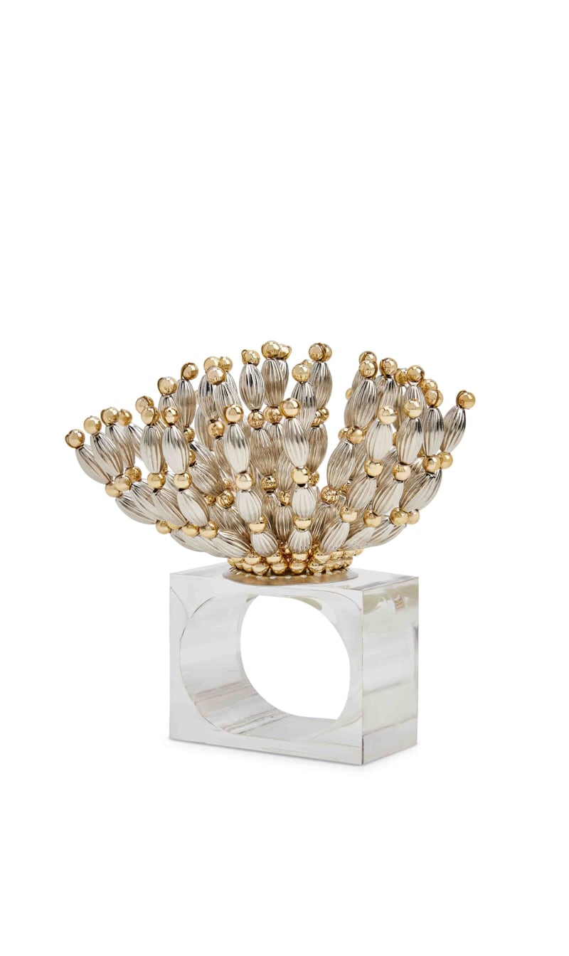 

Kim Seybert Silver Bead Burst Napkin Ring In Silver & Gold | The Deal Outlet