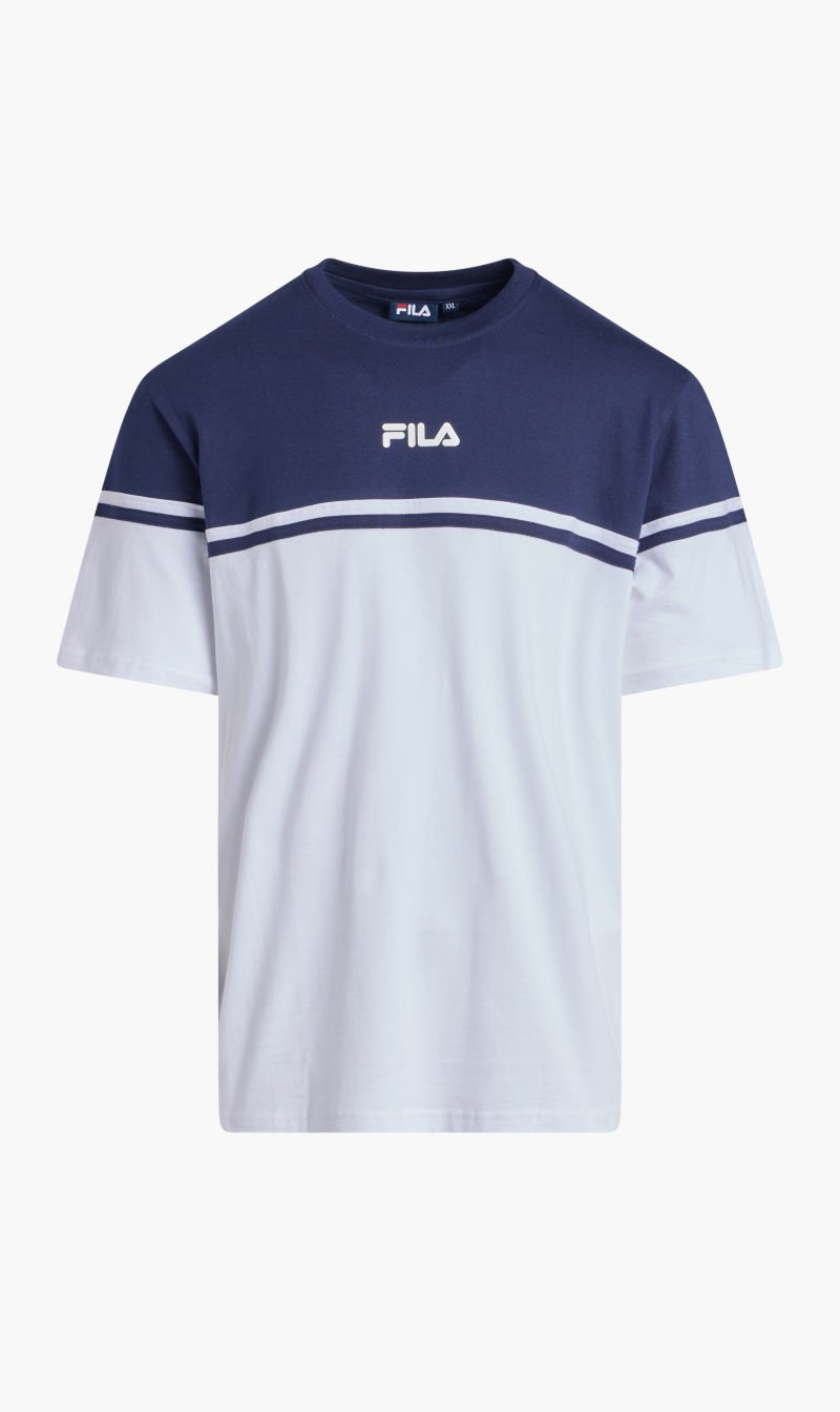 

Fila Blue Cut And Sew Colour Block Tee Flat Print for Men | The Deal Outlet