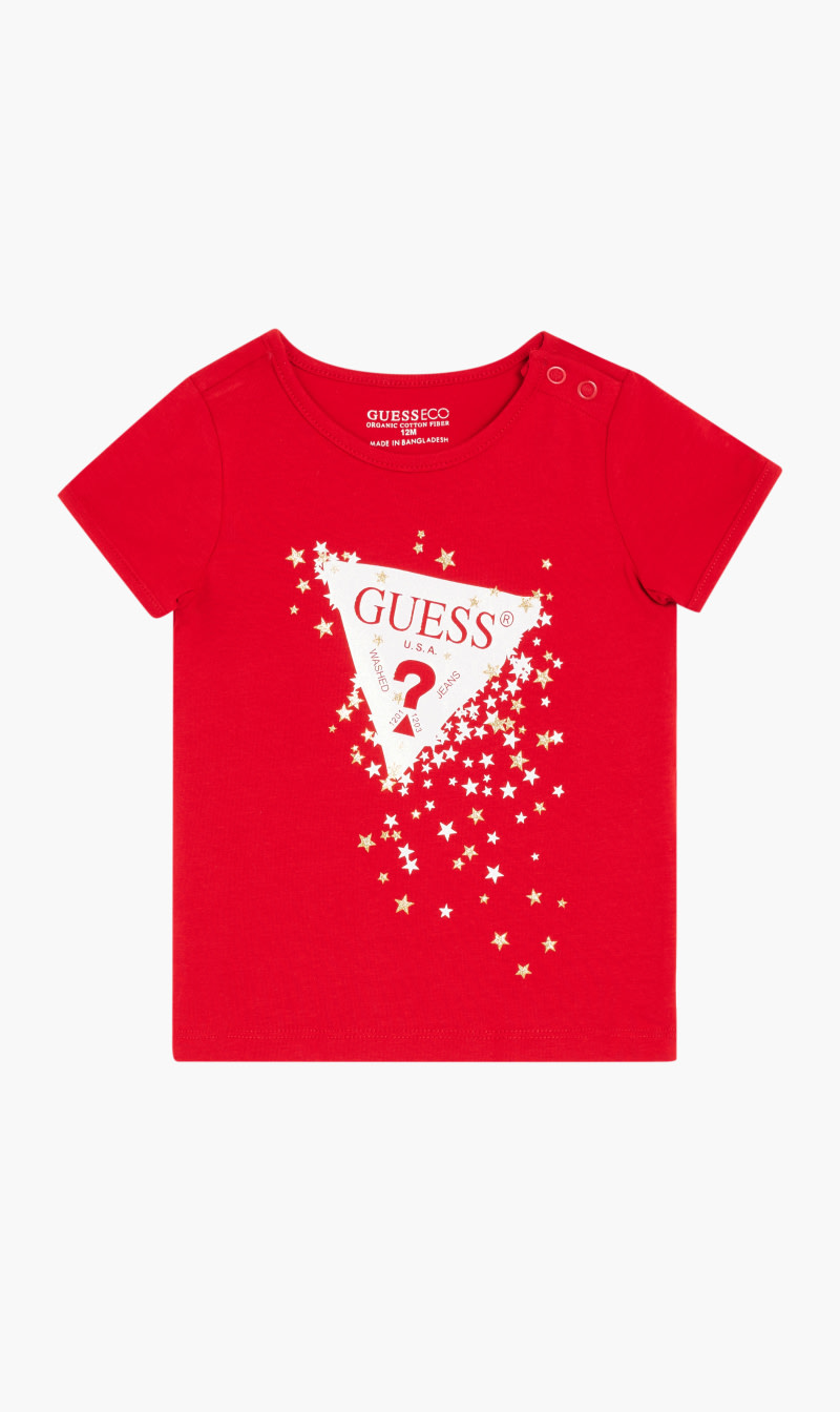 

Guess Red Classic Logo Front T-shirt for Girls | The Deal Outlet