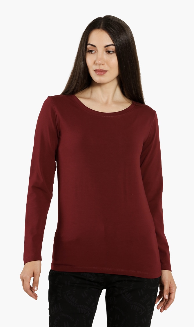 

Cotton Long Sleeves T-shirt, Red