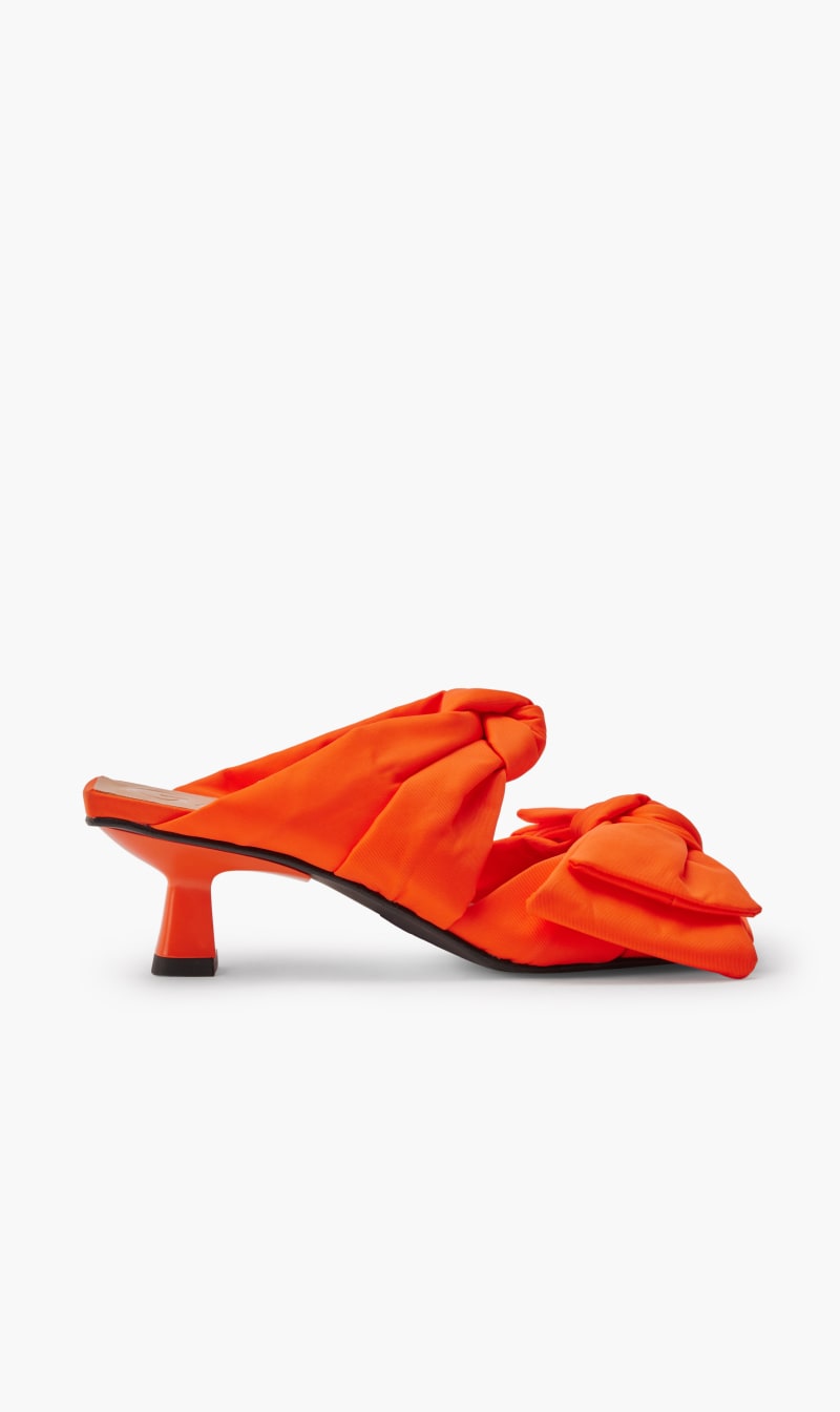 

Ganni Orange Soft Bow Kitten Heel Sandal for Women | The Deal Outlet