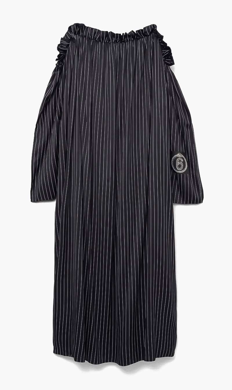 

Maison Margiela Black Stripe Maxi Dress for Women | The Deal Outlet