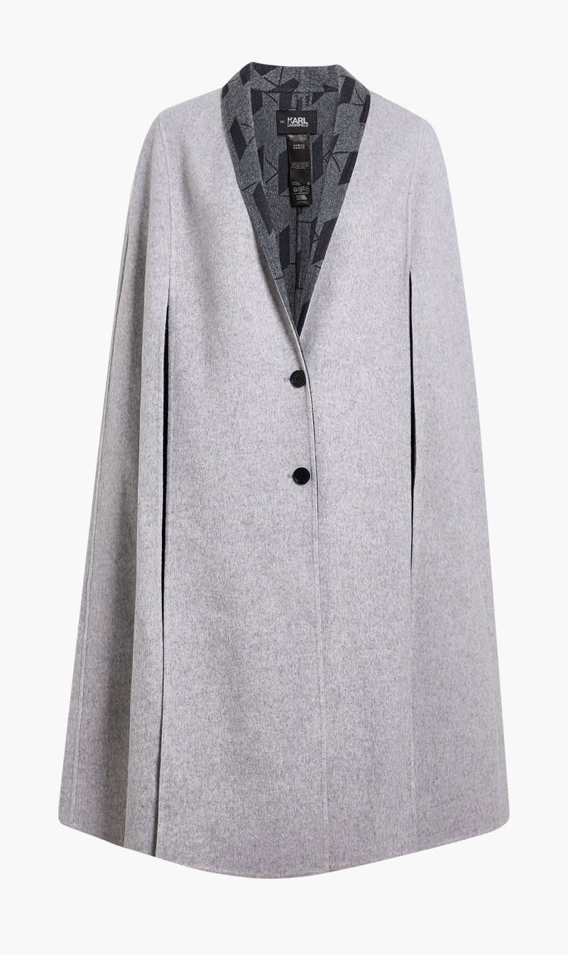 

Karl Lagerfeld Grey Reversible Cape W Monogram for Women | The Deal Outlet