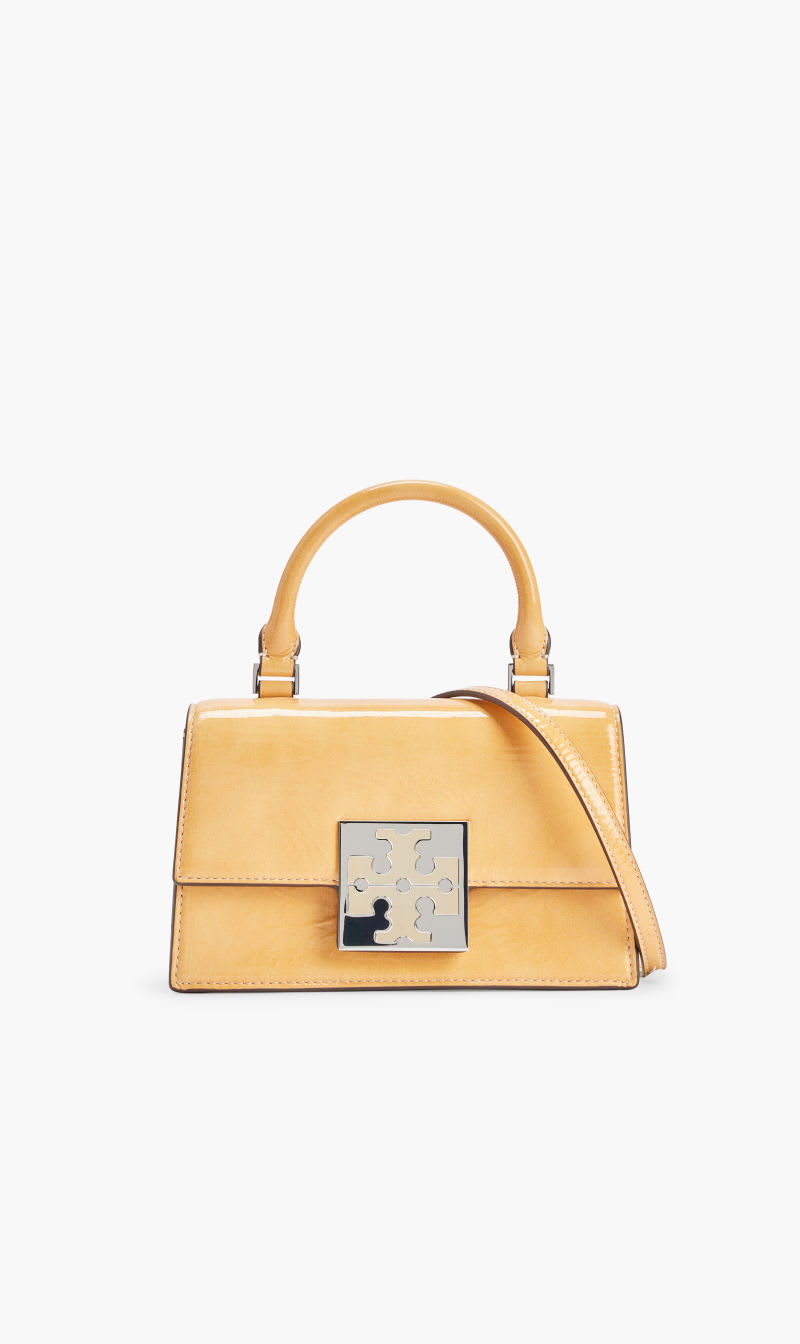 

Tory Burch Yellow Bon Bon Textured Patent Mini Top-handle Bag for Women | The Deal Outlet