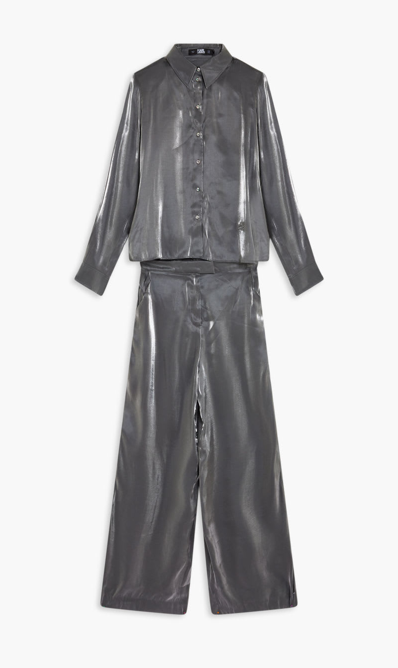 

Karl Lagerfeld Silver Iridescent Evening Jumpsuit for Women | The Deal Outlet