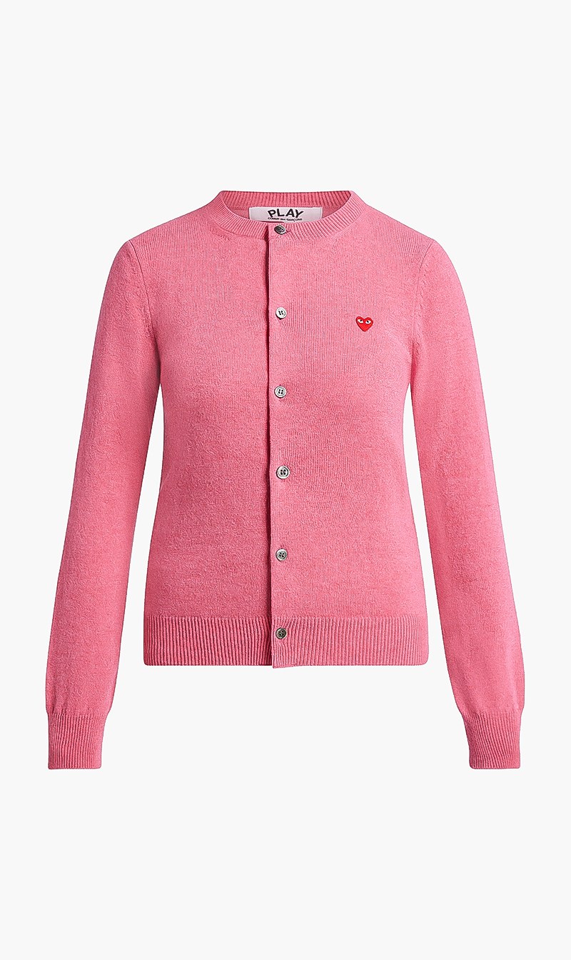 

Mini Heart Patch Knit Cardigan, Pink