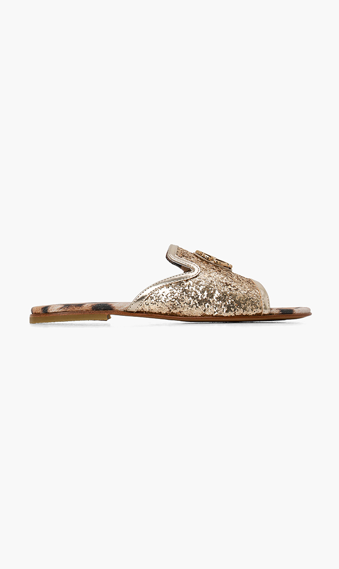 

Roberto Cavalli Glitter Leather Mules