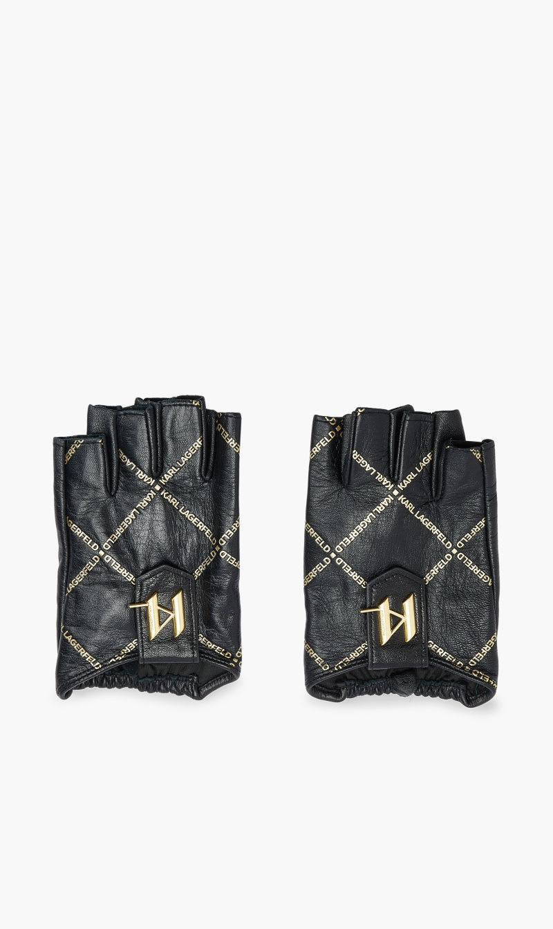 

Karl Lagerfeld Black Ksaddle Fingerless Glove for Women | The Deal Outlet