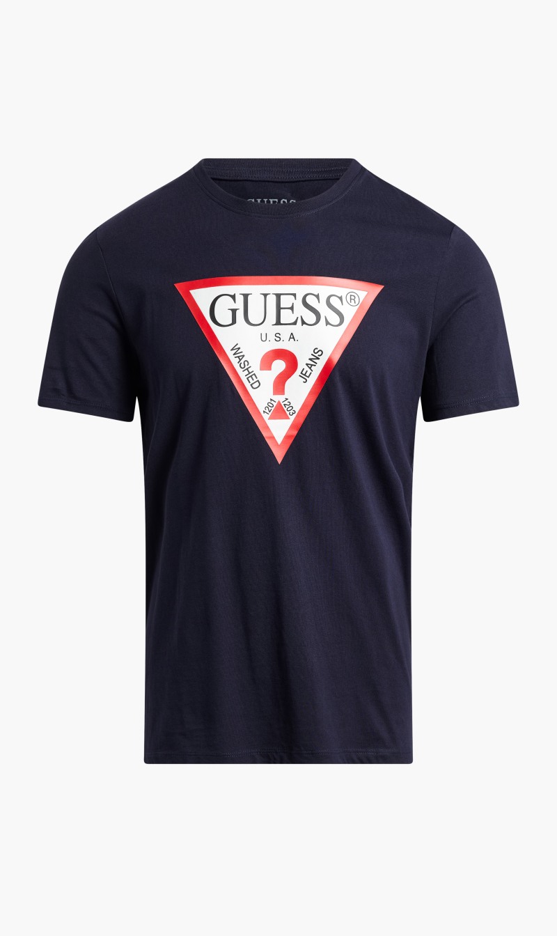 

Guess Blue Original Logo Organic Stream Jersey T-shirt for Men | The Deal Outlet