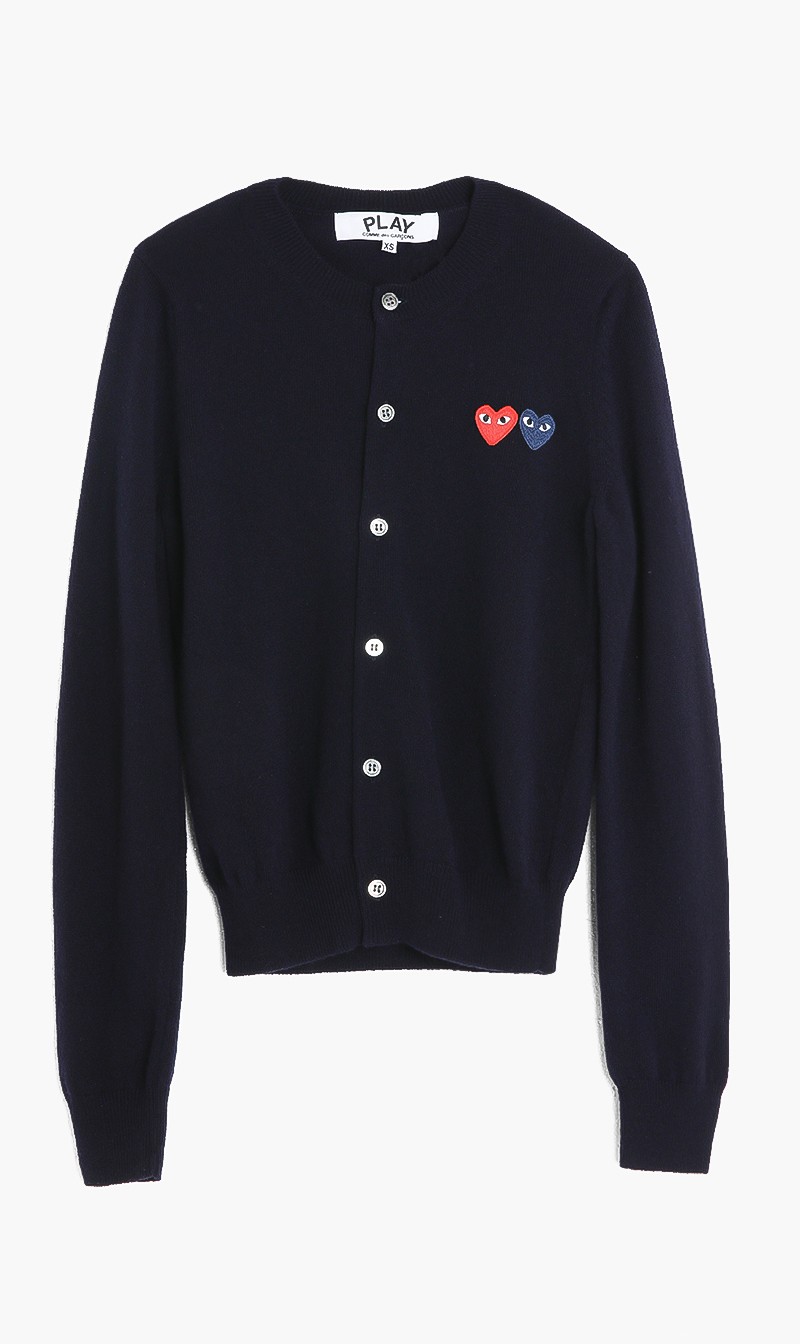 

Double Heart Logo Cardigan, Blue