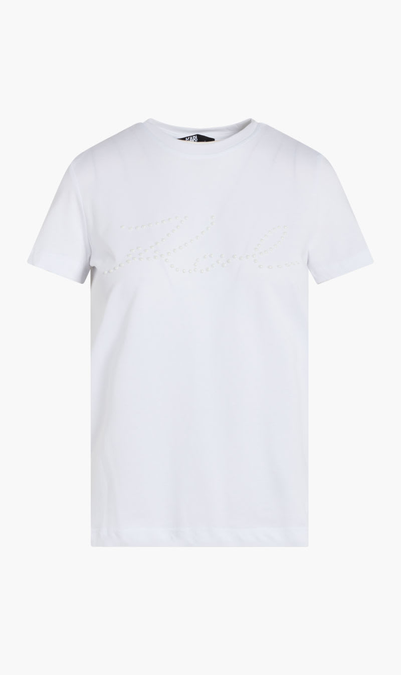 

Karl Lagerfeld White Karl Embellished T-shirt for Women | The Deal Outlet