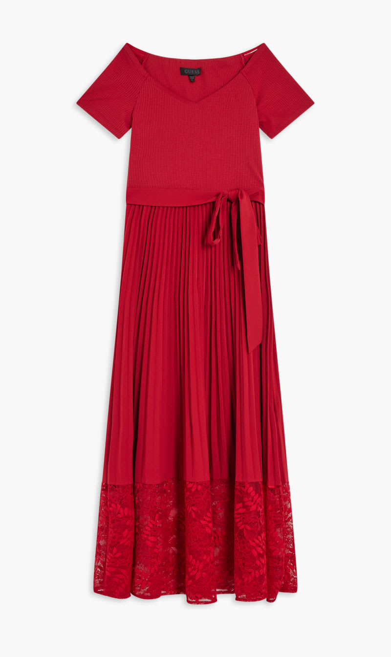 

Guess Red Off Shldr Tiana Dress for Women | The Deal Outlet