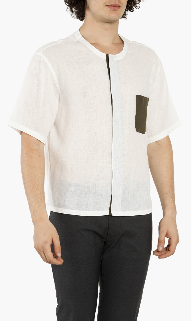 

Linen Contrast Pocket Shirt