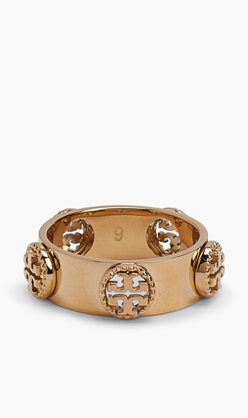 

Tory Burch Gold Milgrain Logo Ring for Women | The Deal Outlet