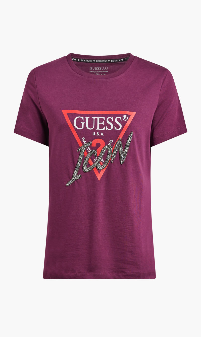 

Guess Purple Ss Cn Icon Tee for Women | The Deal Outlet