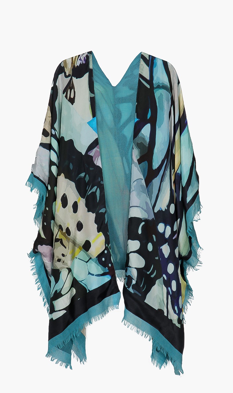 

All Over Printed Silk Kaftan, Blue