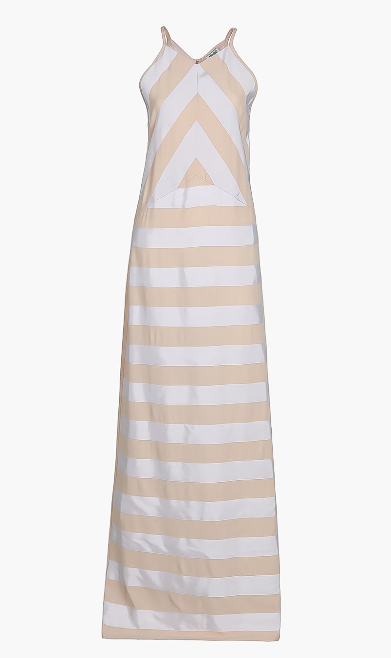 

Striped Long Dress, Beige