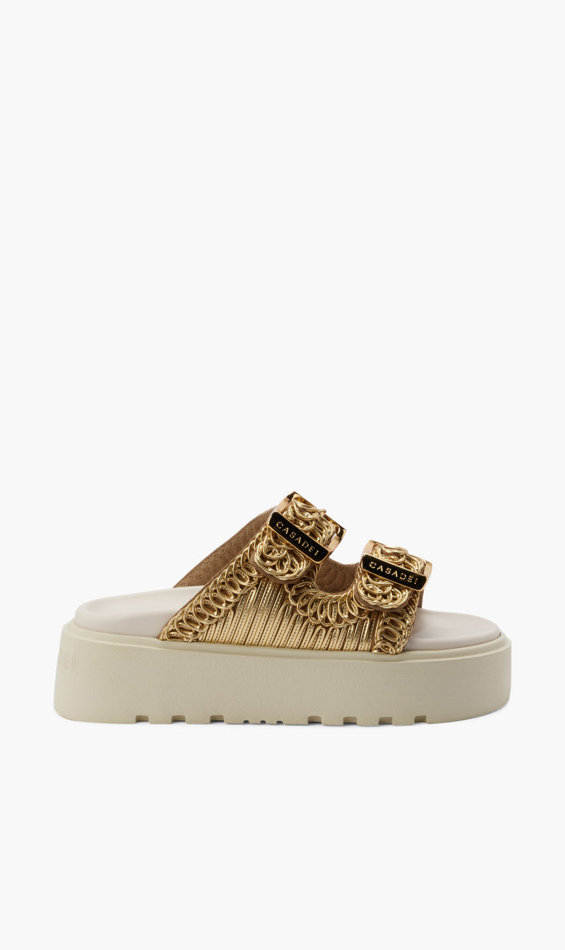 

Casadei Gold Mule Dei Lame+mexi Golden+milk for Women | The Deal Outlet